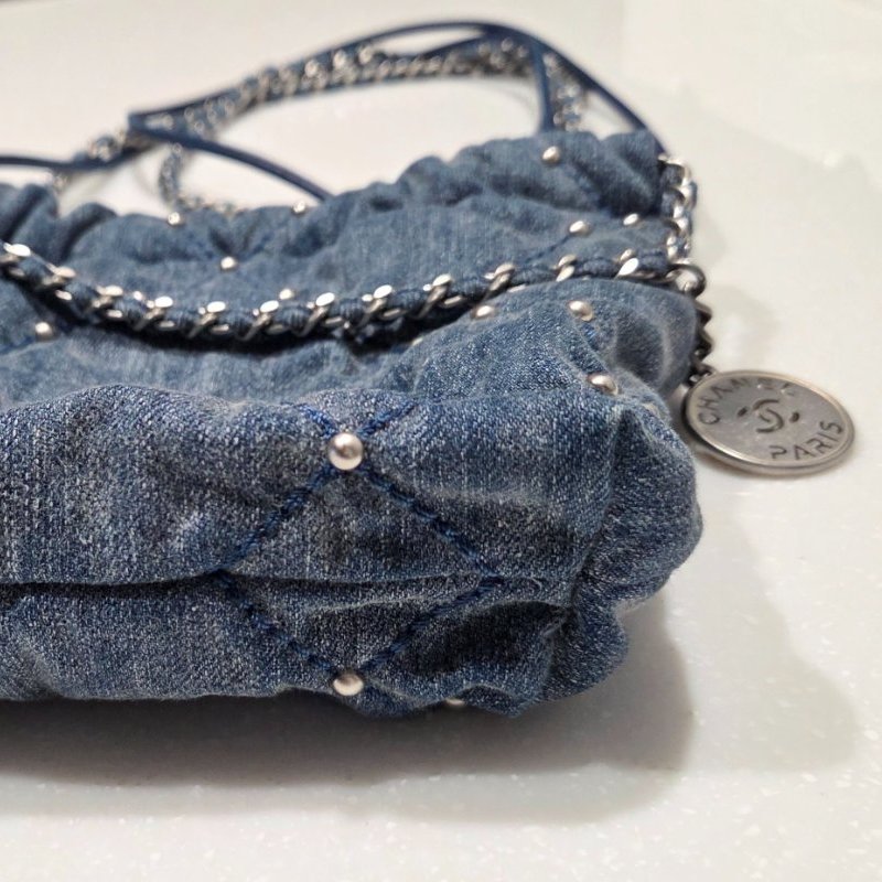 CHANEL香奈兒mini 22bag牛仔丹寧斜背包/ 肩背包/ 手提包-4