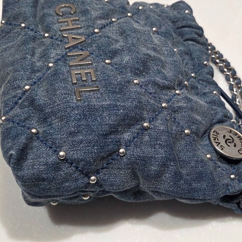 CHANEL香奈兒mini 22bag牛仔丹寧斜背包/ 肩背包/ 手提包-5