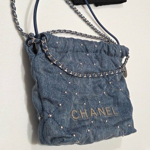 誠可議～ CHANEL香奈兒mini22包bag牛仔丹寧斜背包/ 肩背包/ 手提包