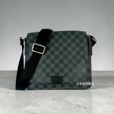 莉亞精品♡LV 黑棋盤格郵差包 二手美包