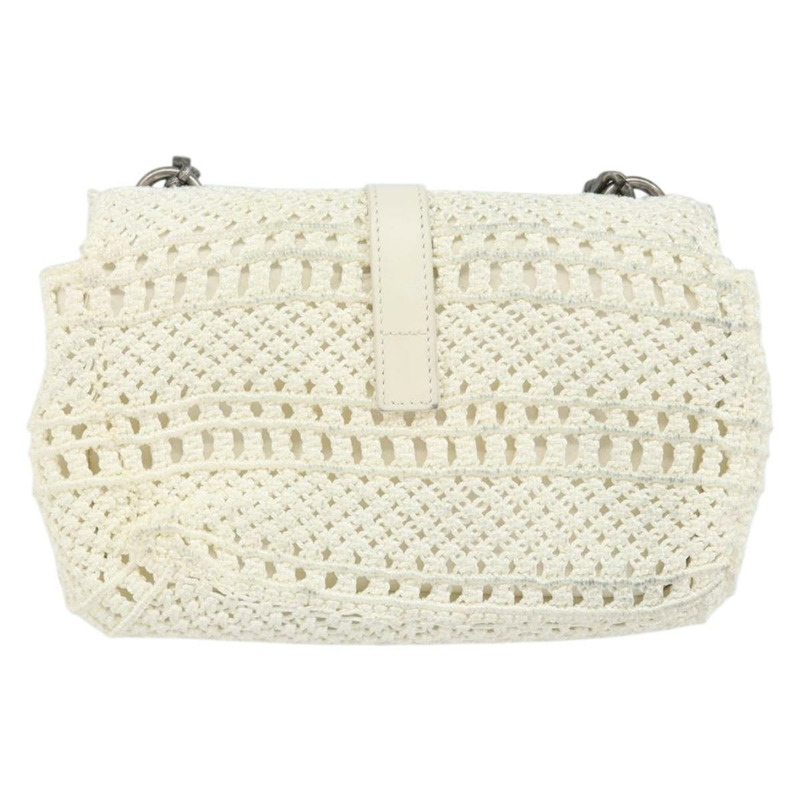 【日本直送】SAINT LAURENT Baby Chai 鏈條包 針織布料 白色 銀色 正品 169906SAM-1