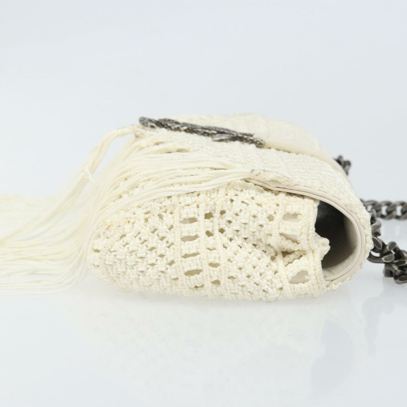 【日本直送】SAINT LAURENT Baby Chai 鏈條包 針織布料 白色 銀色 正品 169906SAM-2