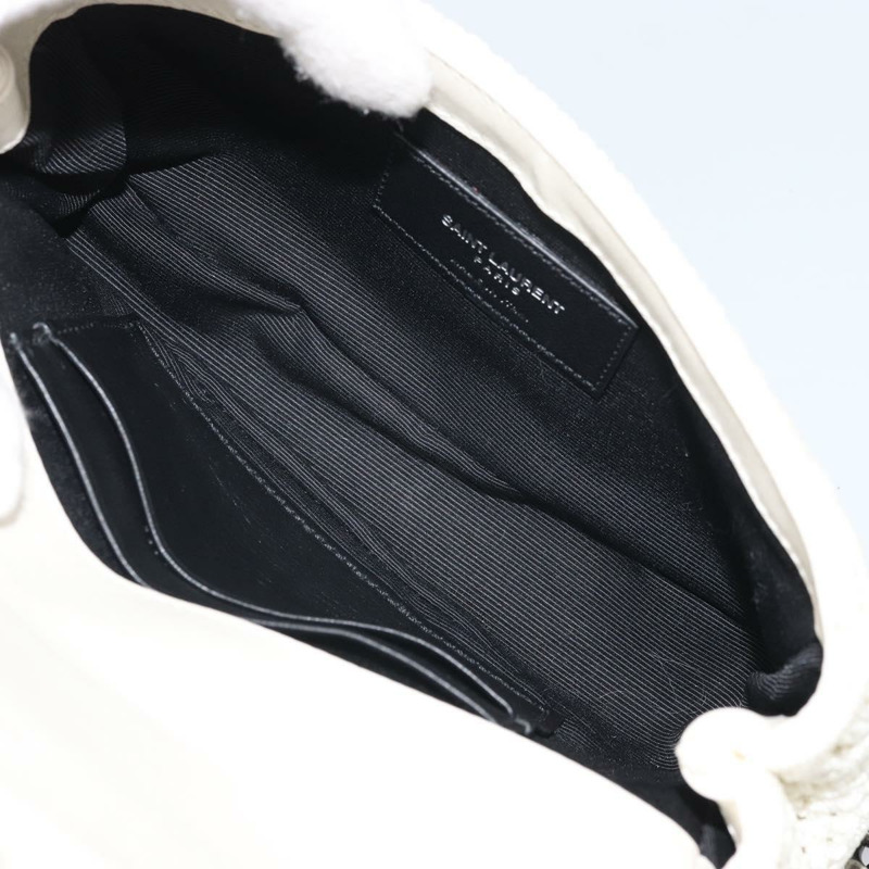 【日本直送】SAINT LAURENT Baby Chai 鏈條包 針織布料 白色 銀色 正品 169906SAM-9