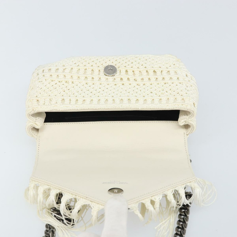 【日本直送】SAINT LAURENT Baby Chai 鏈條包 針織布料 白色 銀色 正品 169906SAM-21