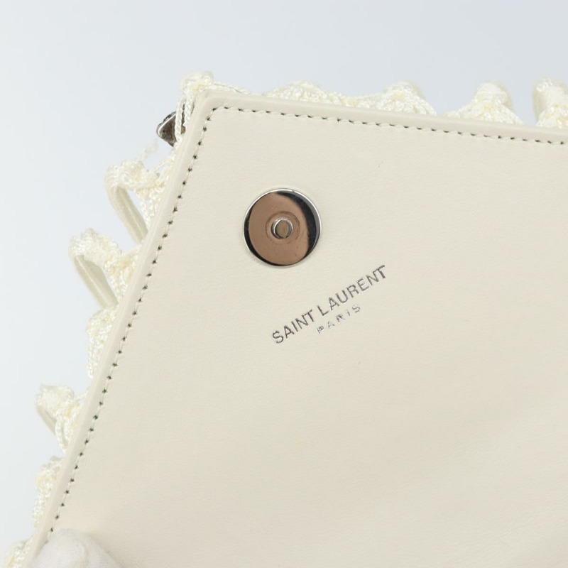【日本直送】SAINT LAURENT Baby Chai 鏈條包 針織布料 白色 銀色 正品 169906SAM-22