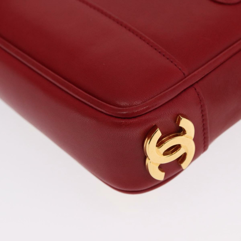 【日本直送】香奈兒 Triple Coco 腰包，羊皮材質，紅色，金色雙C標誌，正品編號 168355SAV-18