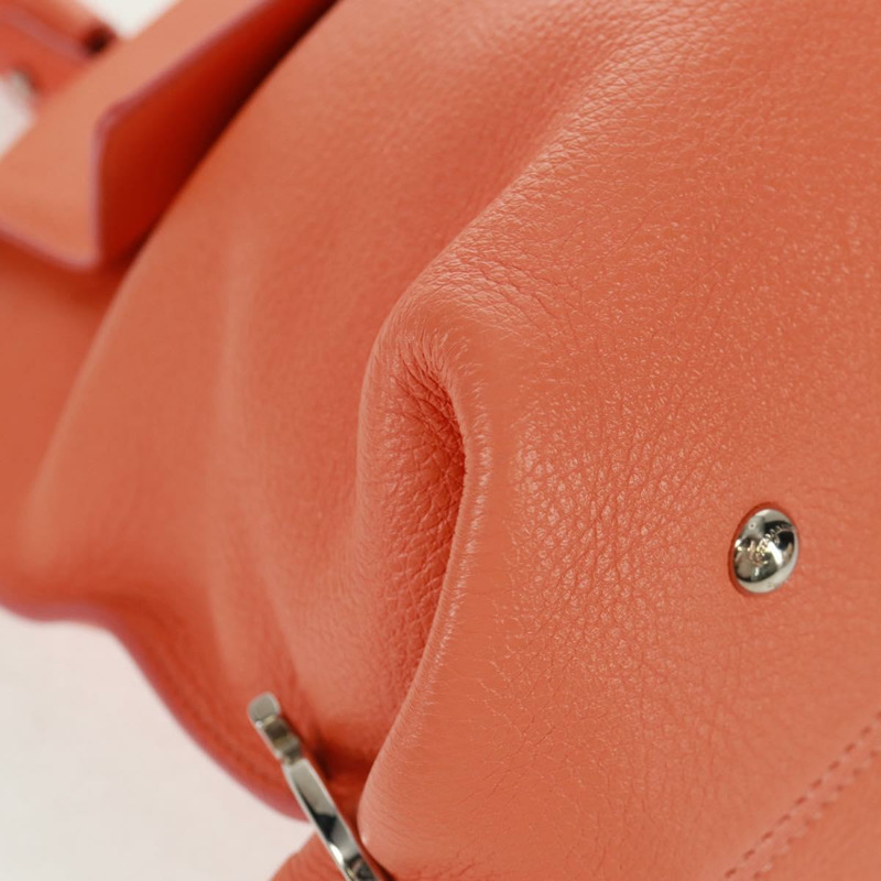 【日本直送】Salvatore Ferragamo Gancini Sofia 手提包,皮革材質,橙色/銀色雙色,正品,貨號 171100V-15