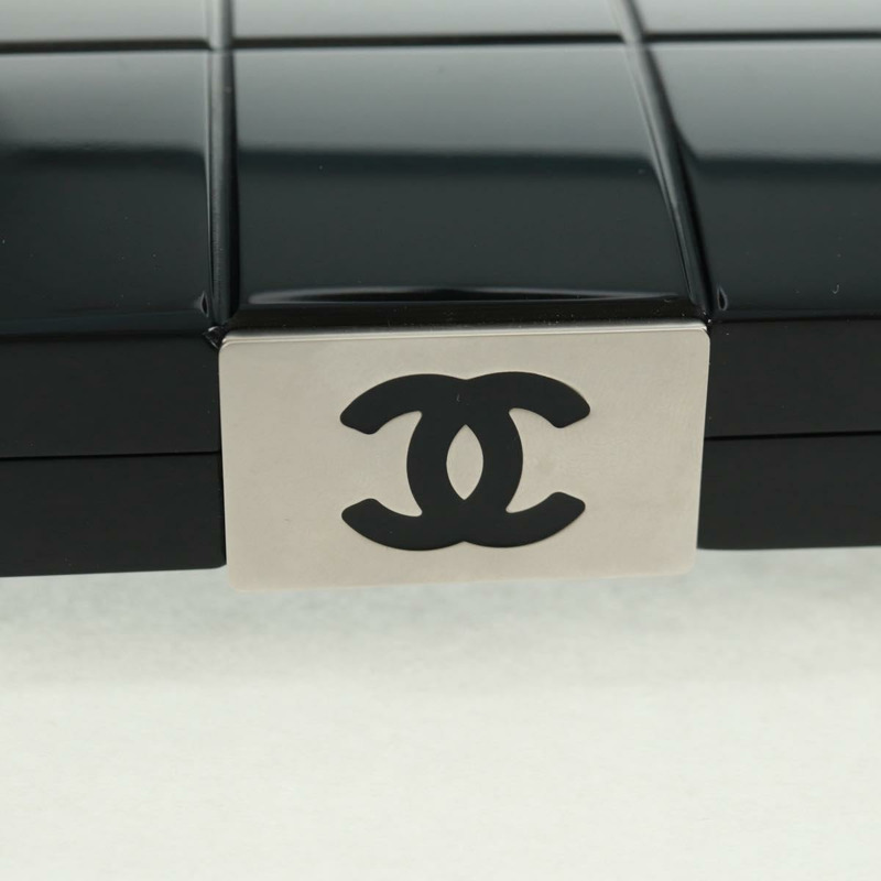 【日本直送】香奈兒巧克力棒手拿包,塑膠材質,黑色銀色雙C標誌,正品編號BA9645SAM-17