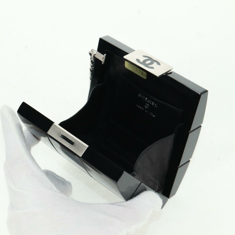 【日本直送】香奈兒巧克力棒手拿包,塑膠材質,黑色銀色雙C標誌,正品編號BA9645SAM-18