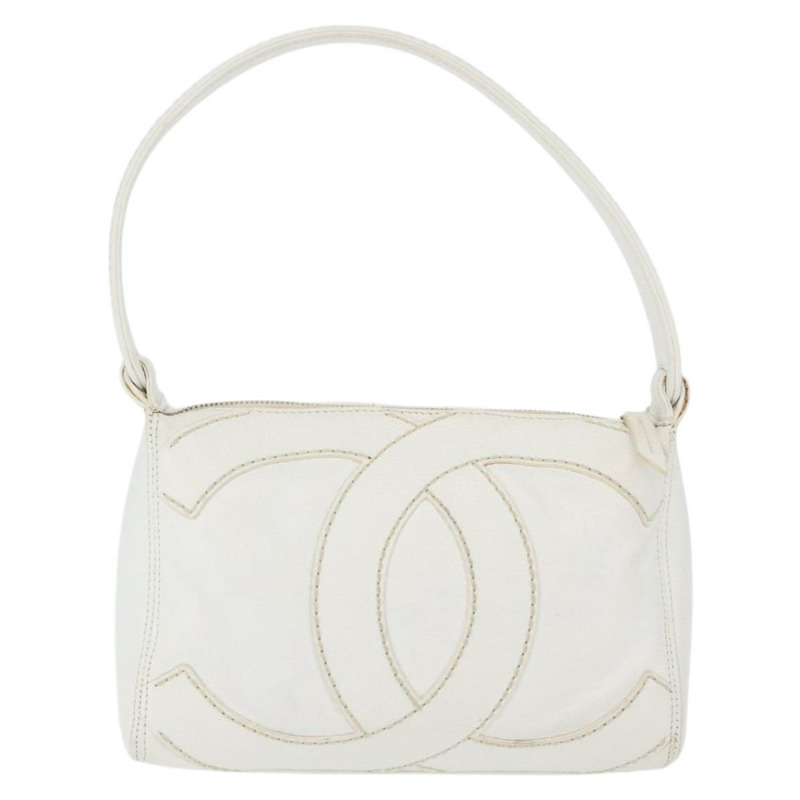 【日本直送】香奈兒 COCO 標誌單背包,魚子醬紋白金雙C標誌,正品編號 168141SAV-2