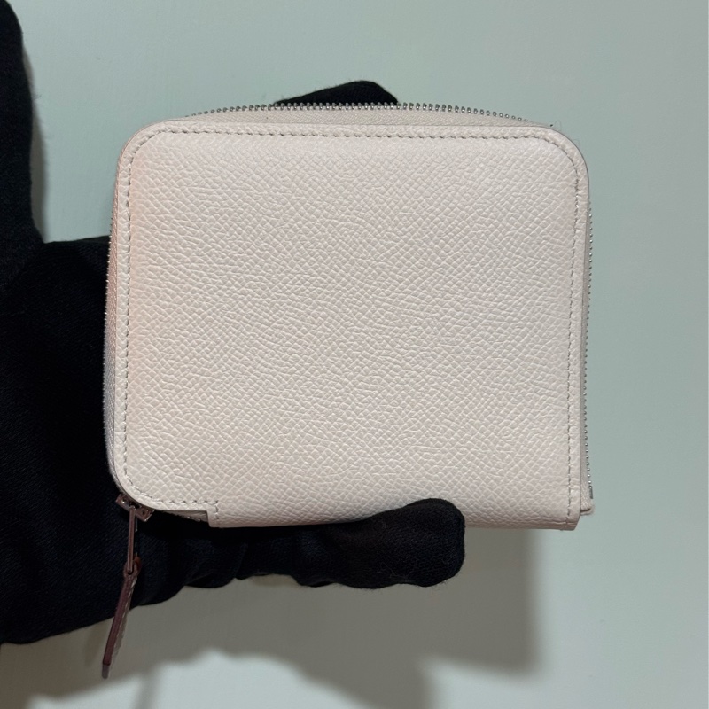 HERMES 白色絲巾短夾 SILK IN-3