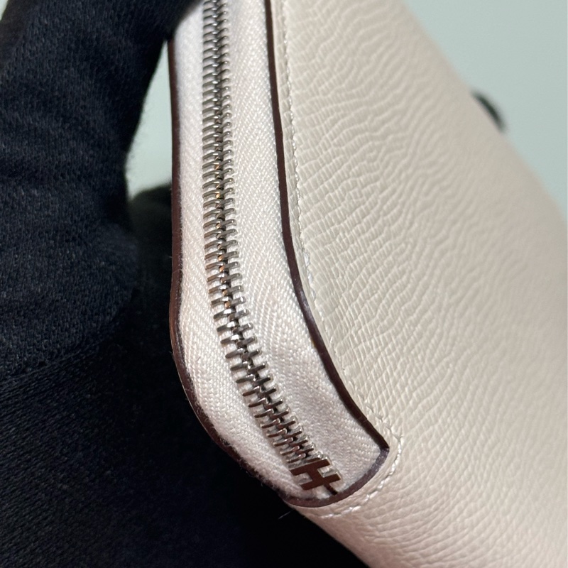 HERMES 白色絲巾短夾 SILK IN-5