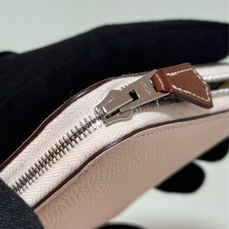 HERMES 白色絲巾短夾 SILK IN-6