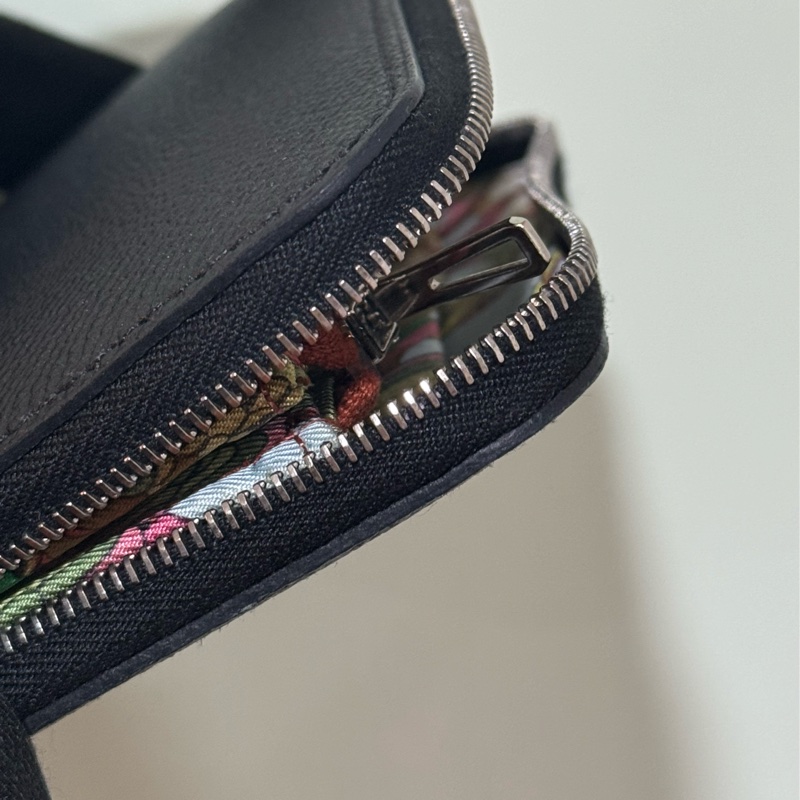 HERMES 黑色絲巾短夾SILK IN-6