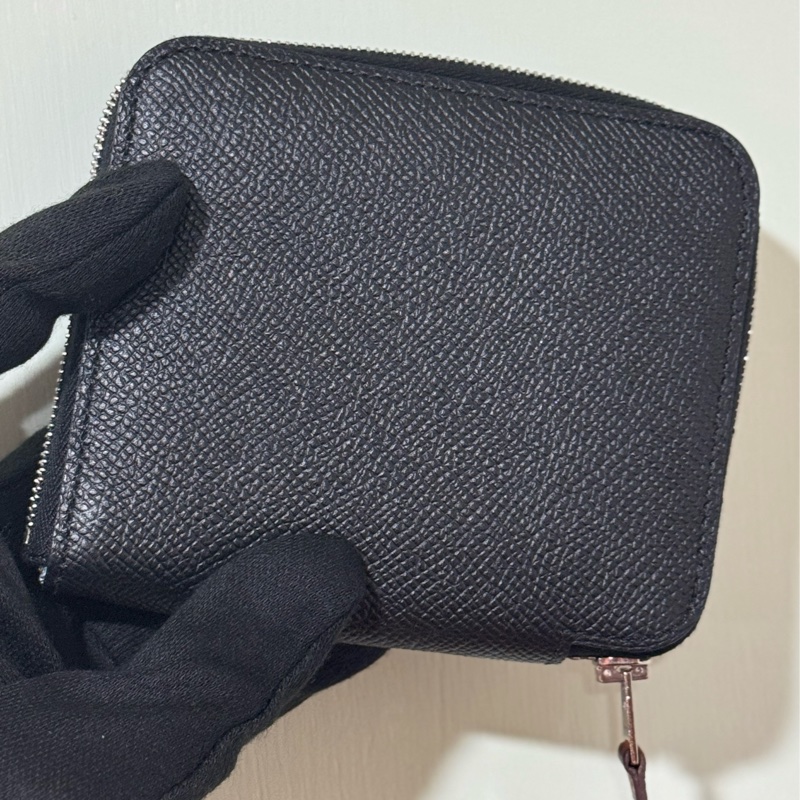 HERMES 黑色絲巾短夾SILK IN-8