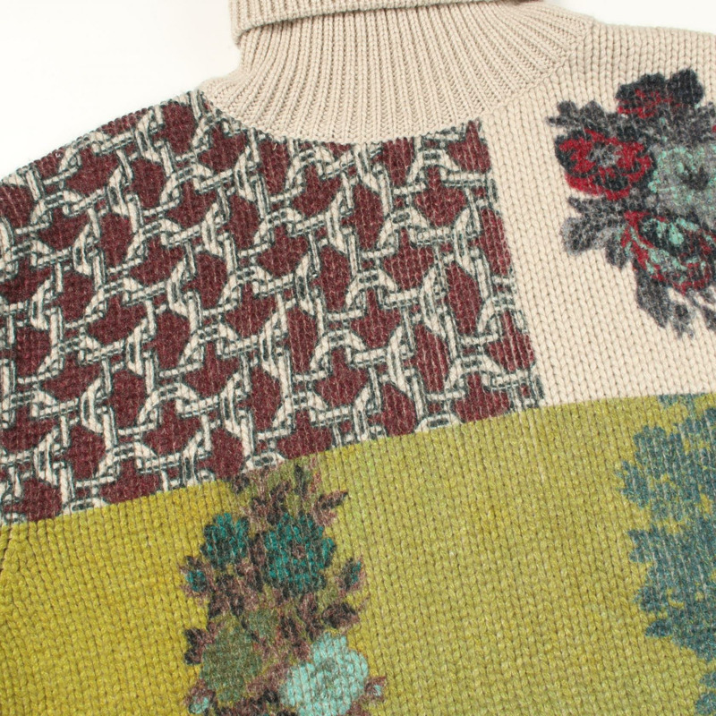 愛馬仕 Decalcomanie 針織羊絨衫，米色多色，二手男士 M 碼-4