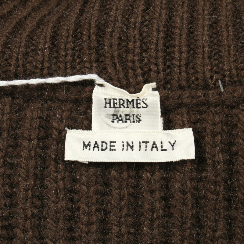 愛馬仕 (HERMES) 斗篷式針織衫 #40 羊絨 Moheya Brown 二手女款-2