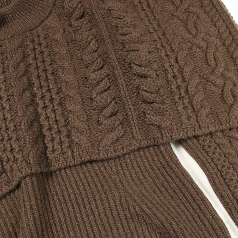 愛馬仕 (HERMES) 斗篷式針織衫 #40 羊絨 Moheya Brown 二手女款-6