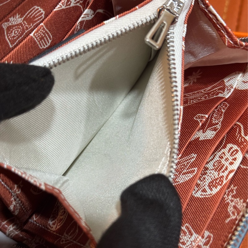 HERMES藍色絲巾短夾 SILK IN-2