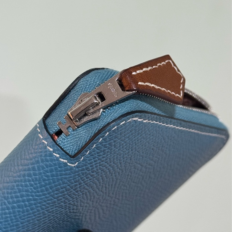 HERMES藍色絲巾短夾 SILK IN-6