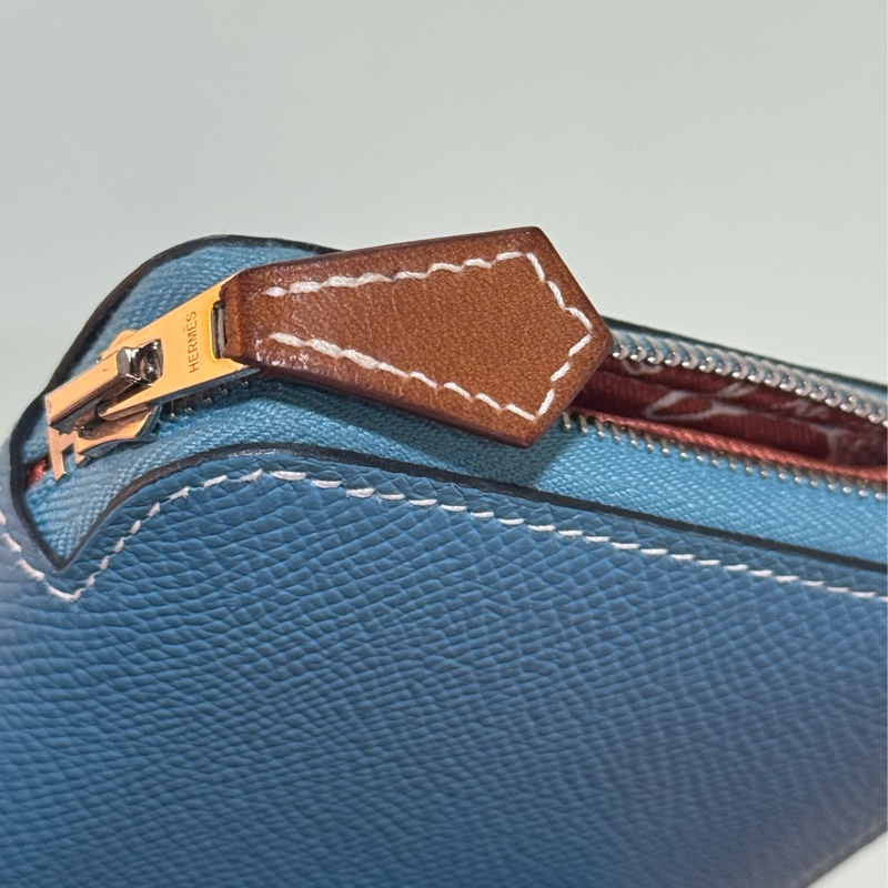 HERMES藍色絲巾短夾 SILK IN-7