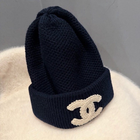 Chanel 香奈兒 毛帽 冷帽 深藍