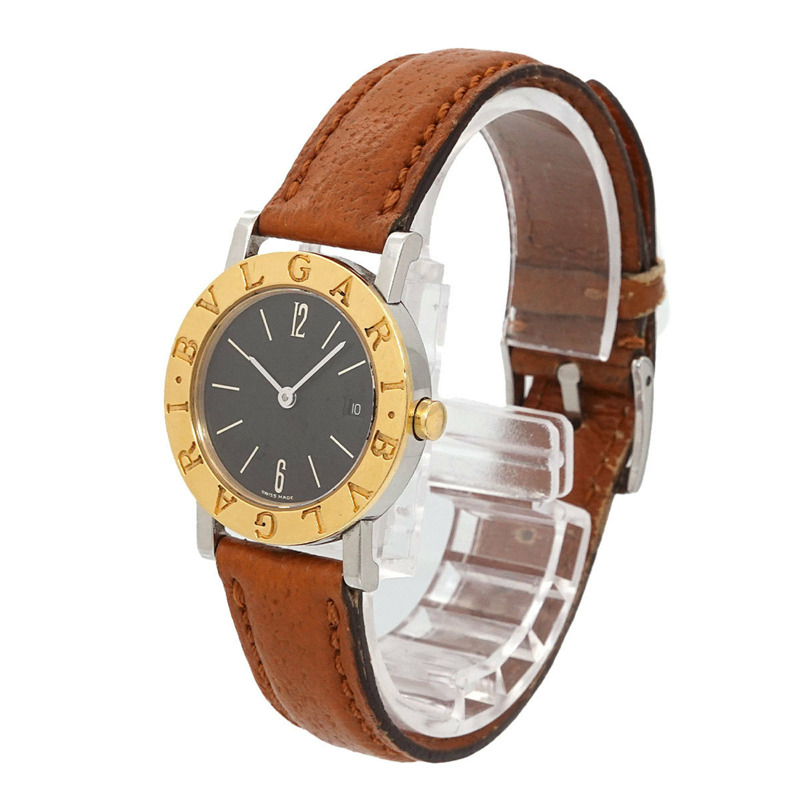 寶格麗雙色腕錶 BB26SGLD 女士日期顯示黑色黃金石英錶-1