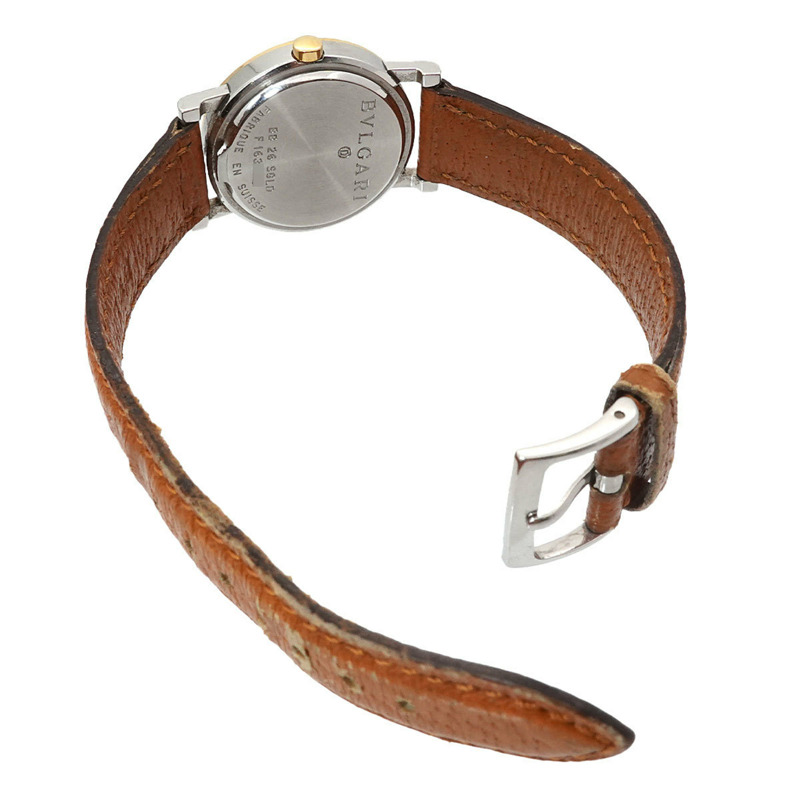 寶格麗雙色腕錶 BB26SGLD 女士日期顯示黑色黃金石英錶-3