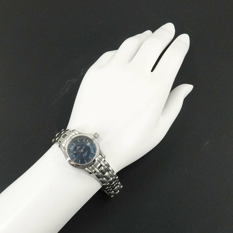 歐米茄海馬系列120 2581-81 女士腕錶，附日期顯示，藍色石英機芯-2