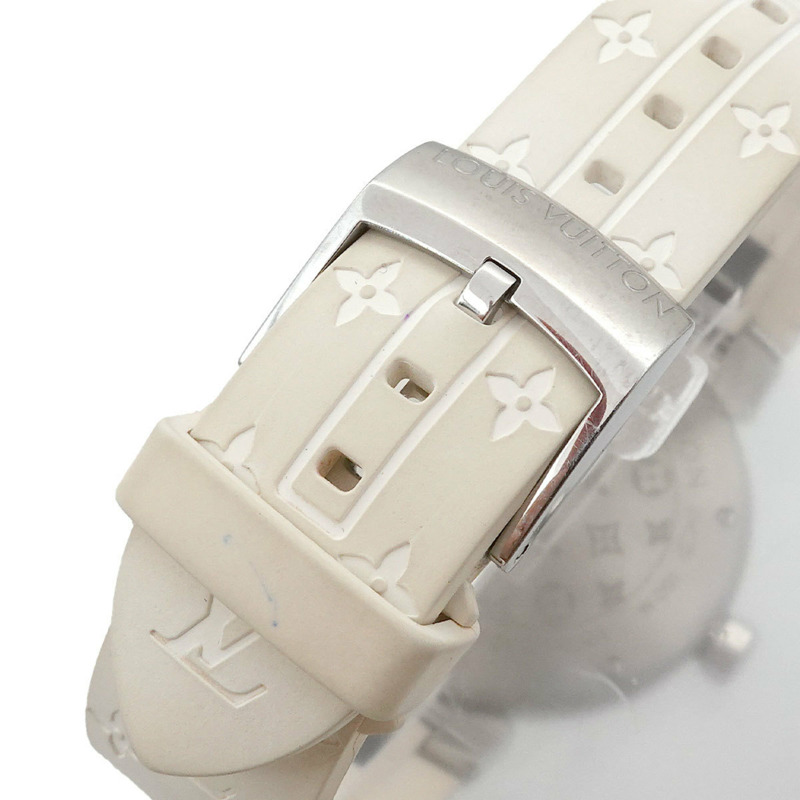 路易威登 Tambour MM Monogram 白色 QA116 女士石英腕錶-6