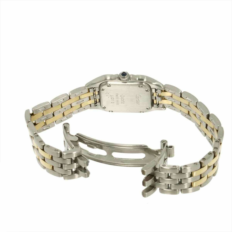 卡地亞 Panthère SM 雙排雙色女士腕錶 W25029B6 象牙白黃金石英錶-3