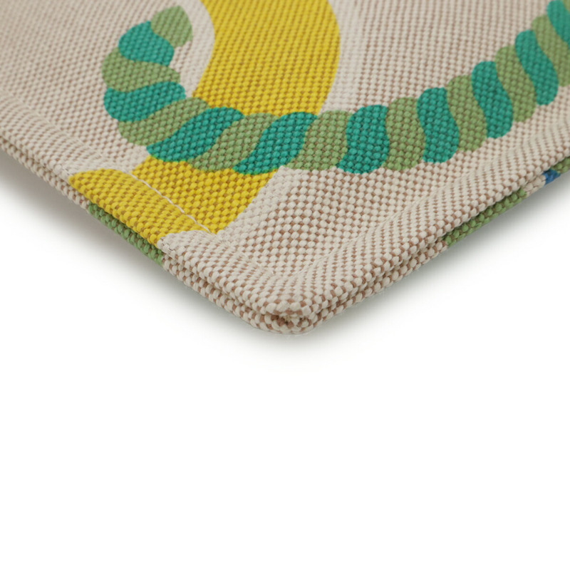 愛馬仕 Kanoe H Yachting GM 平底手拿包，棉質皮革，維他命米色-3