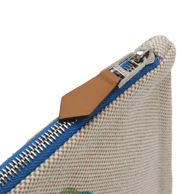 愛馬仕 Kanoe H Yachting GM 平底手拿包，棉質皮革，維他命米色-6