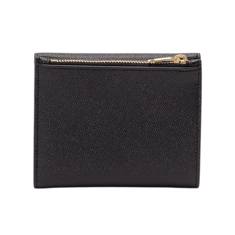 【YSL】SAINT LAURENT Uptown 粒面壓紋皮革 拉鍊 對開 皮夾 卡夾 短夾 黑色 582296-4