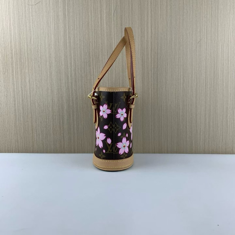 LV村上隆聯名櫻花 老花 nano水桶 芯片款17*9*13 98新配件肩帶塵袋-3