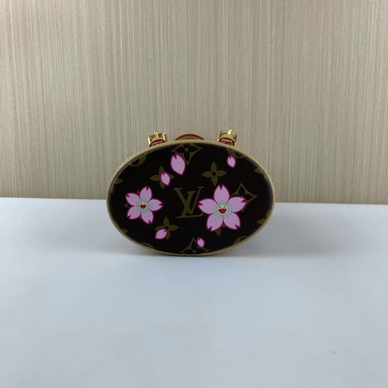 LV村上隆聯名櫻花 老花 nano水桶 芯片款17*9*13 98新配件肩帶塵袋-4