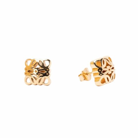 【LOEWE 羅威】Anagram Bomde Stud 黃銅 金色飾面 針式 耳環