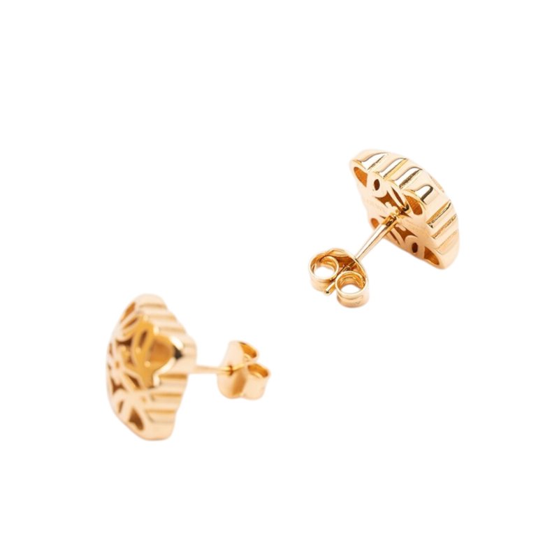【LOEWE 羅威】Anagram Bomde Stud 黃銅 金色飾面 針式 耳環-1