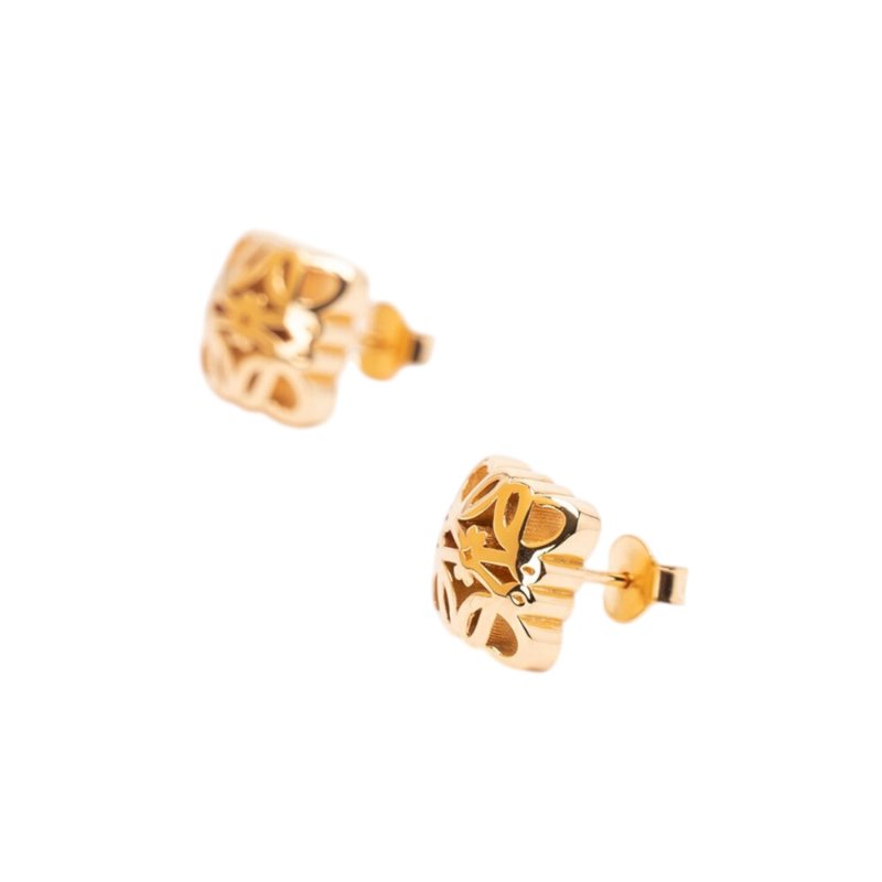 【LOEWE 羅威】Anagram Bomde Stud 黃銅 金色飾面 針式 耳環-3