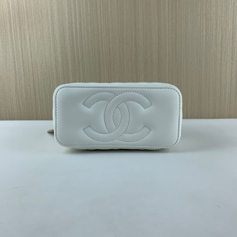 Chanel 金球 長盒子化妝盒 白色 羊皮 芯片款17*9.5*8 99新配件塵袋-6