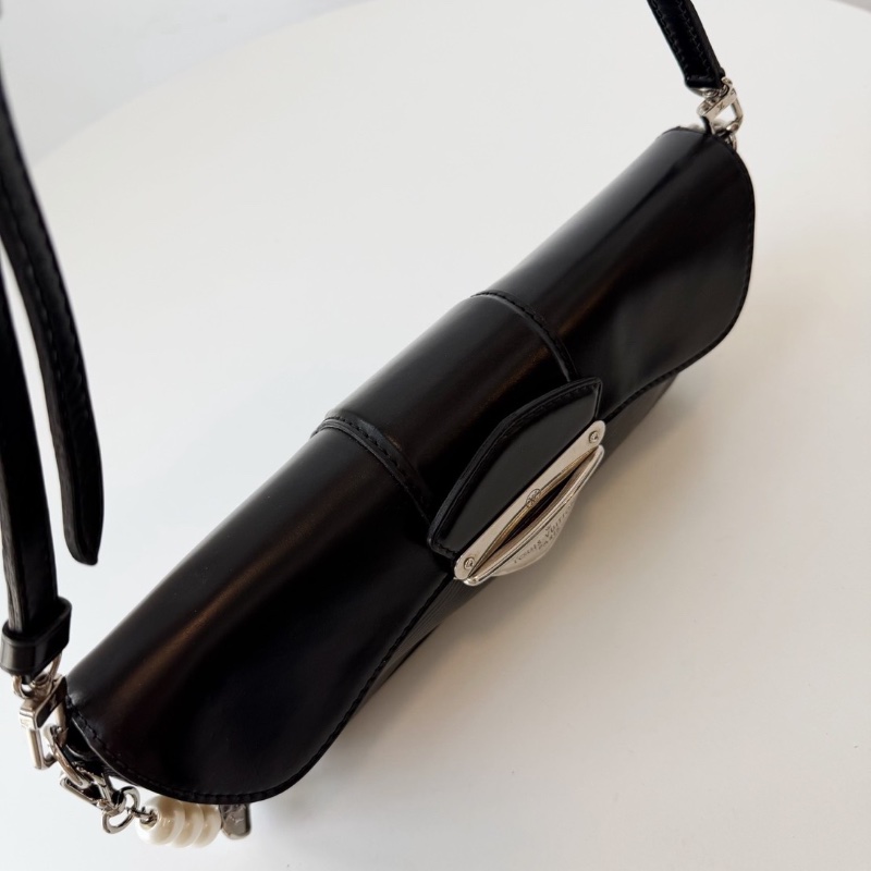 lv 黑色水波紋大銀扣晚宴腋下包25*12 98新配件塵袋-5