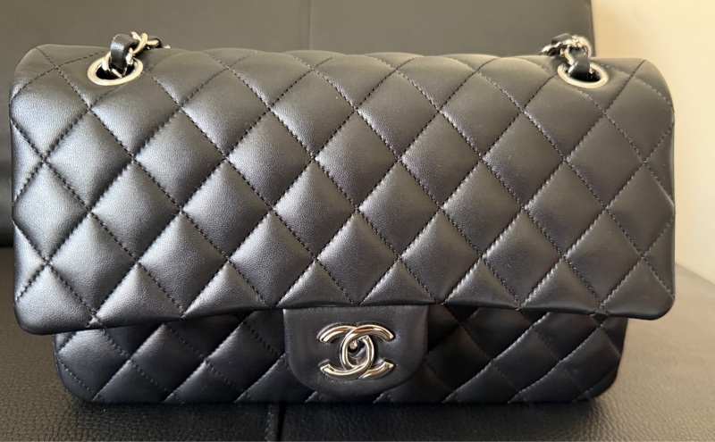 Chanel cf25 黑銀羊 包況好 2022年台灣專櫃購入-6