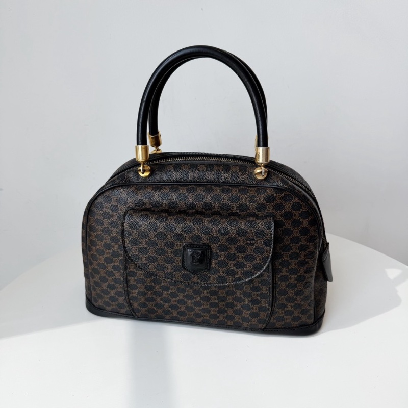 Celine黑色老花中古包手提包貝殼包保齡球半月珍妮包 31x20x11 98新配件塵袋-1