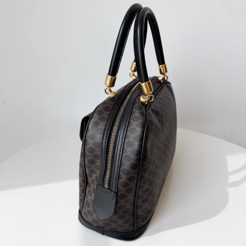 Celine黑色老花中古包手提包貝殼包保齡球半月珍妮包 31x20x11 98新配件塵袋-4