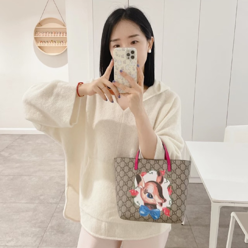 Gucci 絕版小鹿可可愛愛兒童包菜籃子20*20*11 98新配件塵袋-0