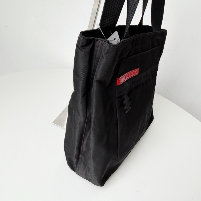 Prada黑色降落傘運動款tote包27x25 98新-5