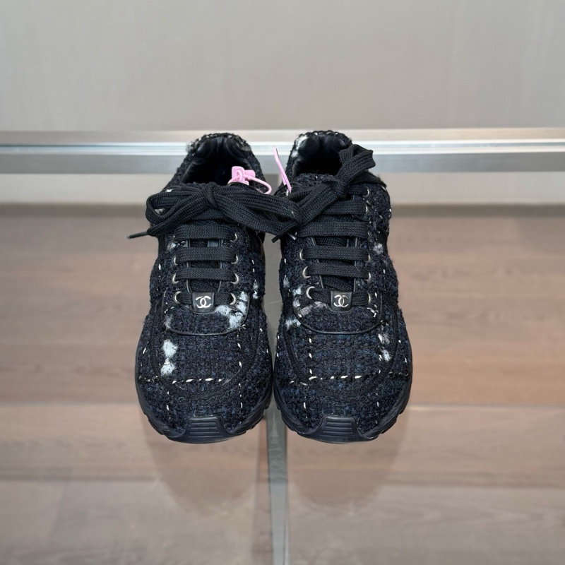 Chanel/香奈兒 黑色編織破壞運動鞋 38 碼99新-1