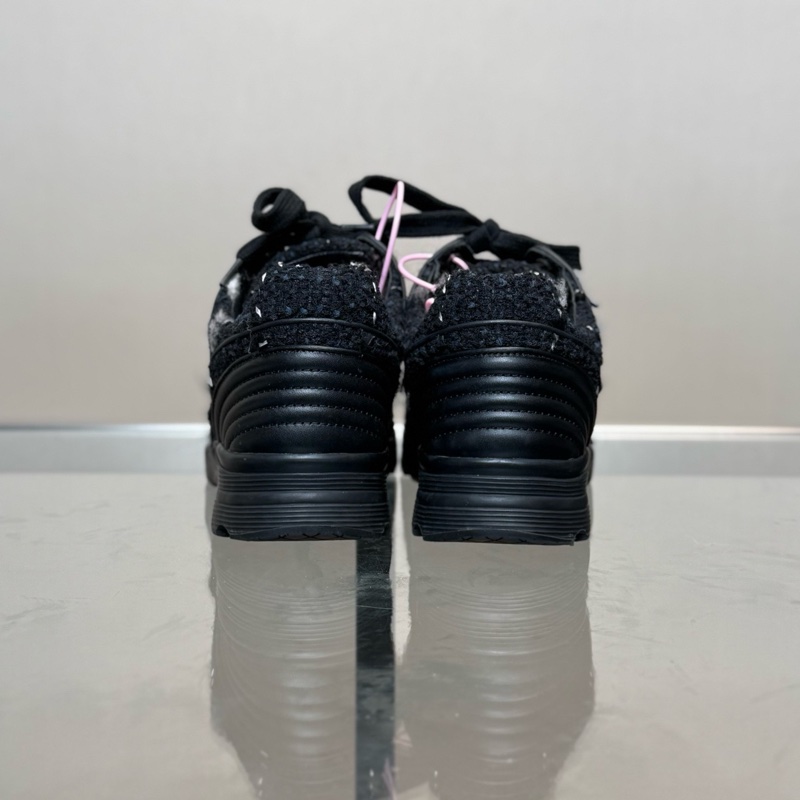 Chanel/香奈兒 黑色編織破壞運動鞋 38 碼99新-3