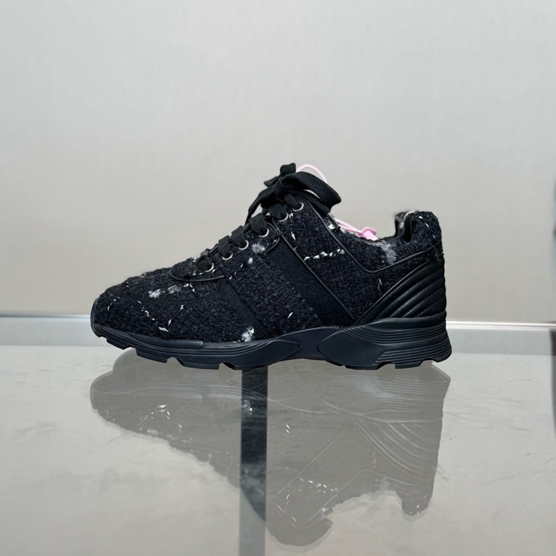 Chanel/香奈兒 黑色編織破壞運動鞋 38 碼99新-4