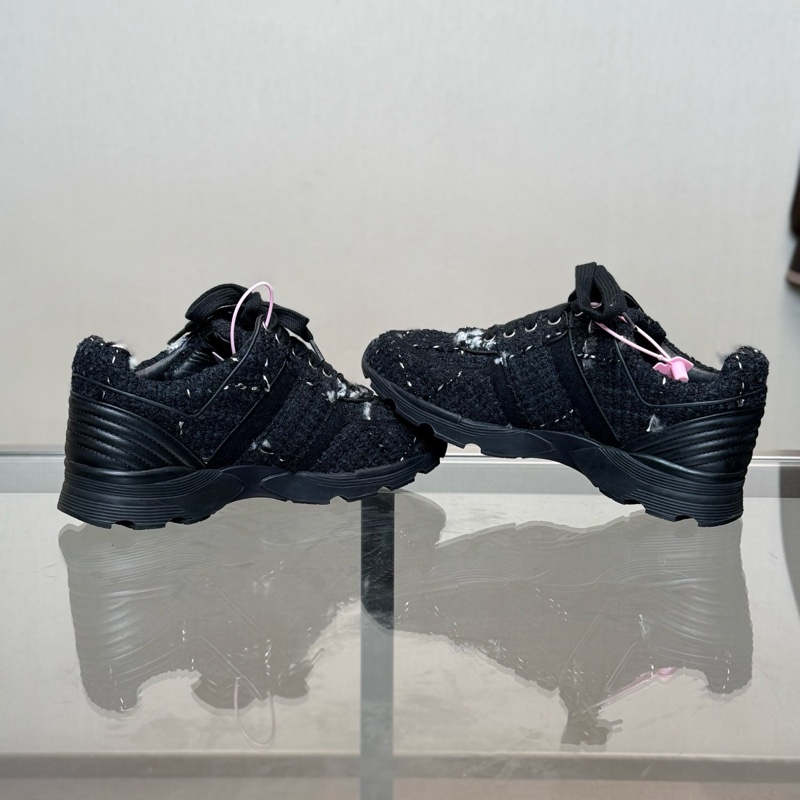 Chanel/香奈兒 黑色編織破壞運動鞋 38 碼99新-5